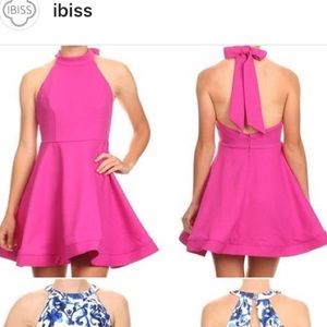 High cut fuchsia open back dress